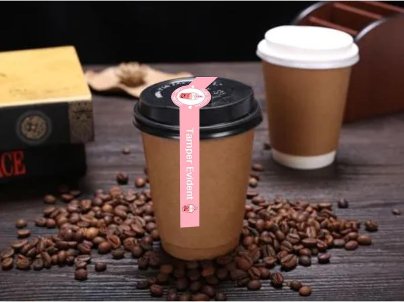 Top label 500 Pcs Safe Secure Tamper Evident Seals Stickers for Drink Lids,1" x 9" Tamper Proof Sticker,Food Delivery Stickers Sealed for Freshness Labels Drink Food Coffee Milk Tea Ice Cream Seal Sticker - Image 4